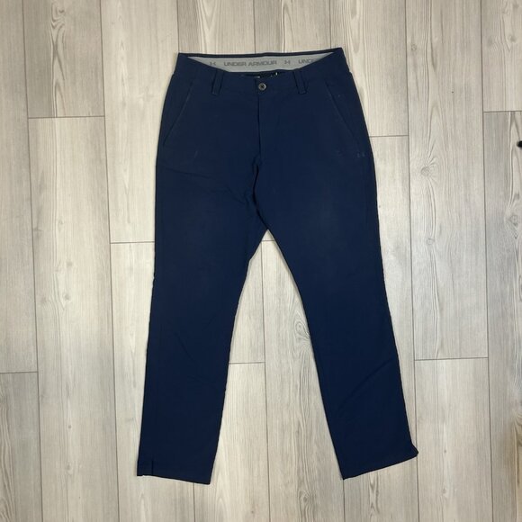 Under Armour Other - Under Armour Men's 34x32 Chino Golf Navy Blue Polyester Flat Front Stretch